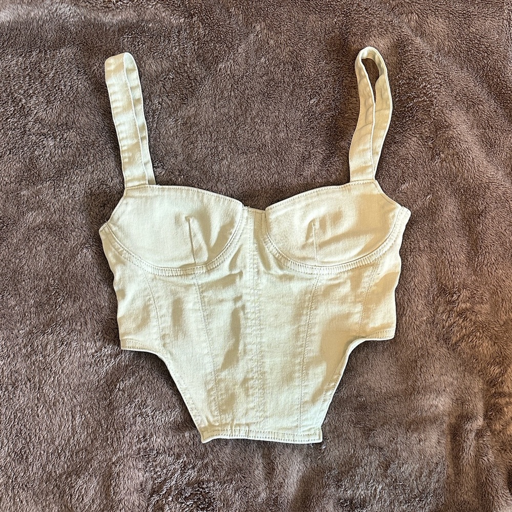 Zara Pastel Green Corset Top - Denim - XS